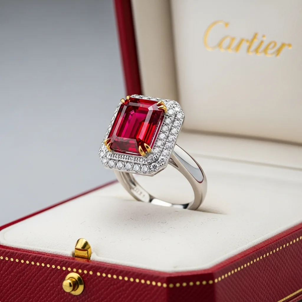 Luxusní prsten s emerald rubínem
