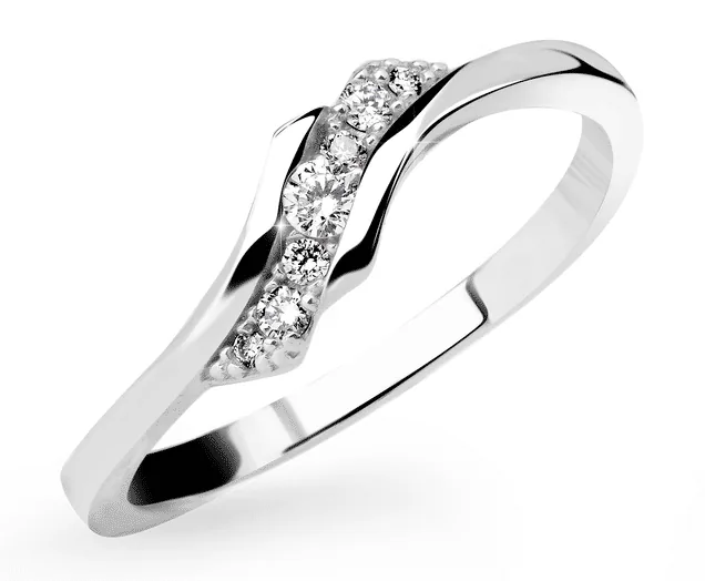 Dámský prsten z bílého zlata osazený 7 brilianty o váze 0.096 ct