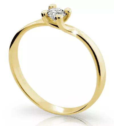 Zásnubní prsten prstýnek ze žlutého zlata s třpytivým zirkonem