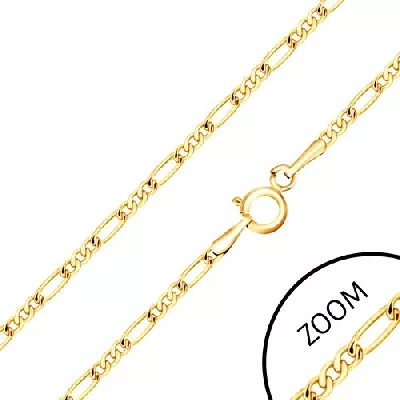 Dámský zlatý řetízek 45 cm střídající se tři malá očka a jedno delší