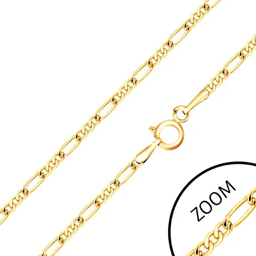 Dámský zlatý řetízek 45 cm střídající se tři malá očka a jedno delší