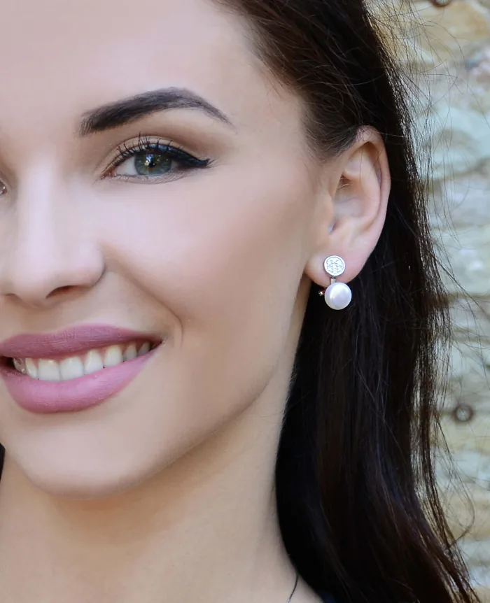 Perlové náušnice klipsy se zirkony